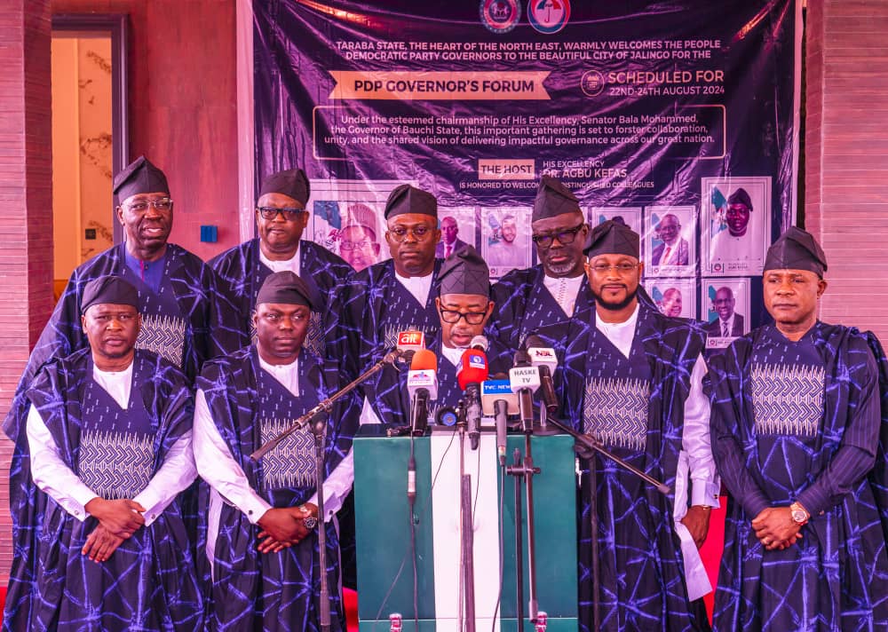 PDP GOVERNORS’ FORUM2024/4TH MEETING HELD AT GOVERNMENT HOUSE, JALINGO, TARABA STATE ON FRIDAY, AUGUST 23, 2024